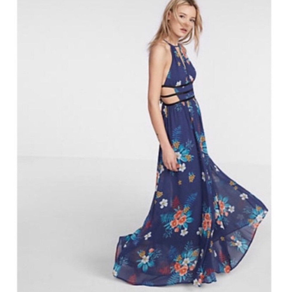 Floral plunging maxi